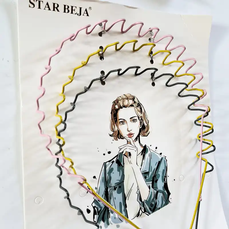 تل مو زنانه مدل فلزی اسپرت طرح زیگزاگی مردانه کد T800a بسته 3 عددی