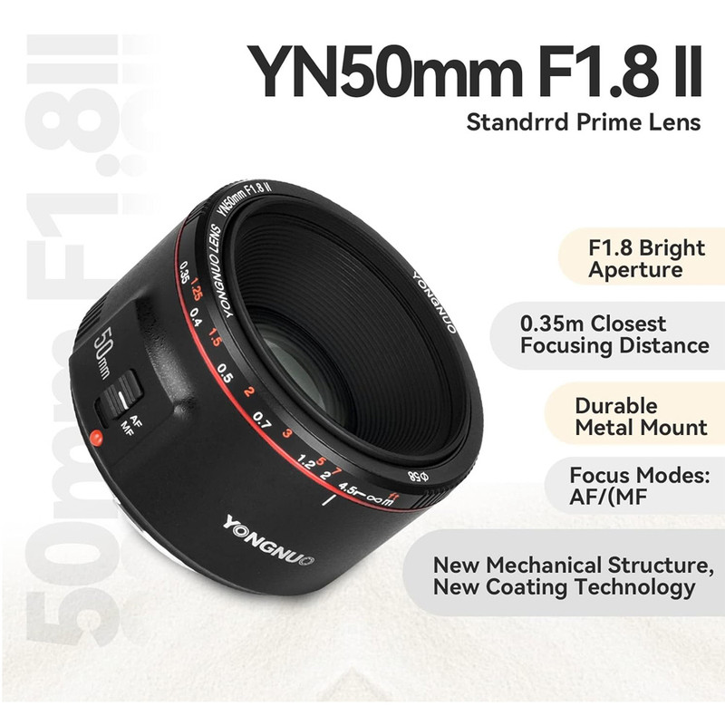 لنز دوربین یونگنو مدل Prime YN50MM F1.8 II Canon