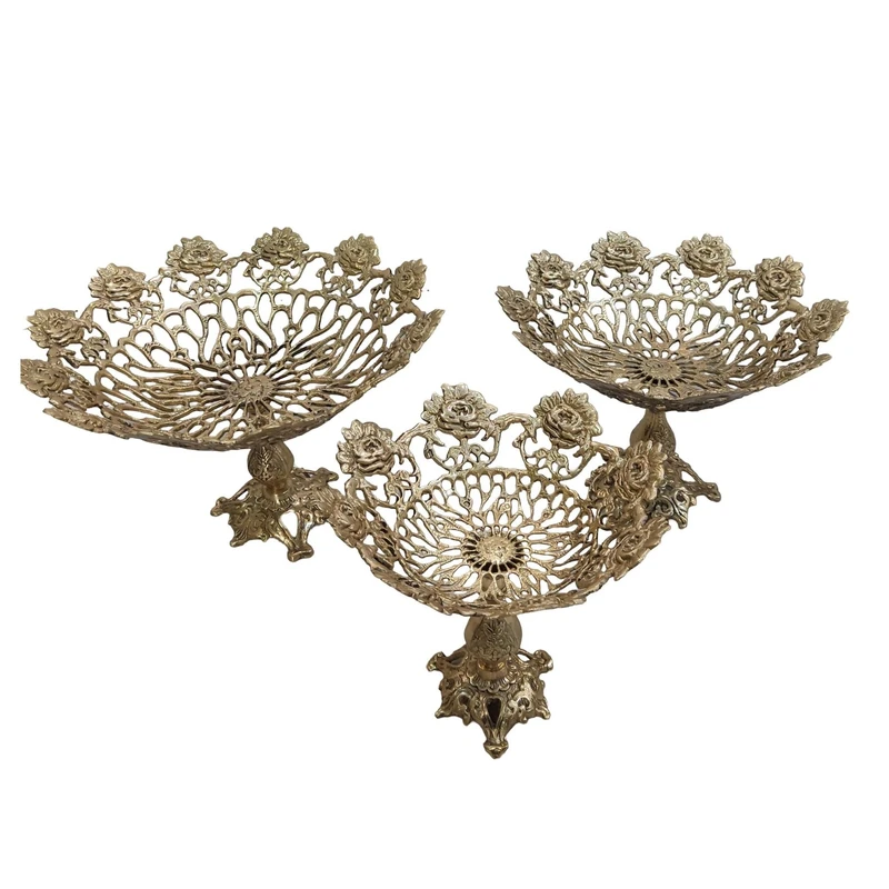 سرویس پذیرایی 3 پارچه برنزی مدل گل رز کد a111