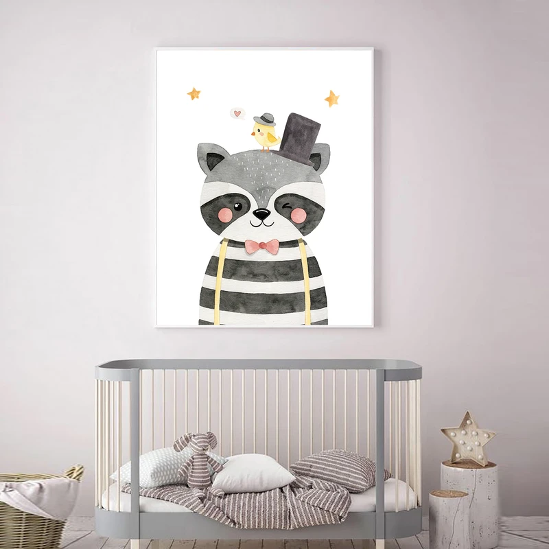 تابلو کودک و نوزاد مدل Elfap_Watercolor Raccon