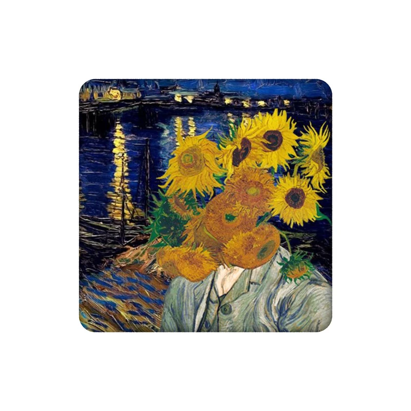 زیرلیوانی طرح ونسان و گل های آفتابگردان کد 7468563