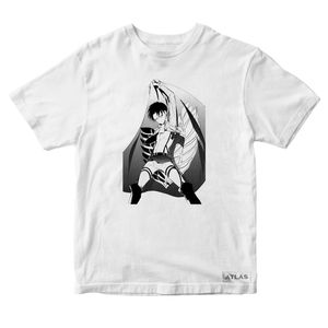 تی شرت آستین کوتاه پسرانه مدل LEVI اتک تایتان کد WK13 رنگ سفید