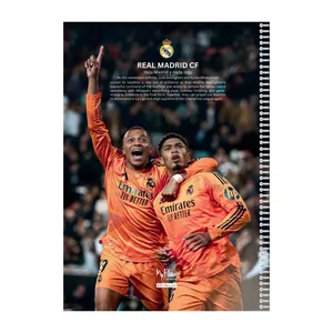 دفتر مشق 100 برگ مای پلن طرح رئال مادرید، امباپه و بلینگهام مدل حاشیه رنگی کد R102