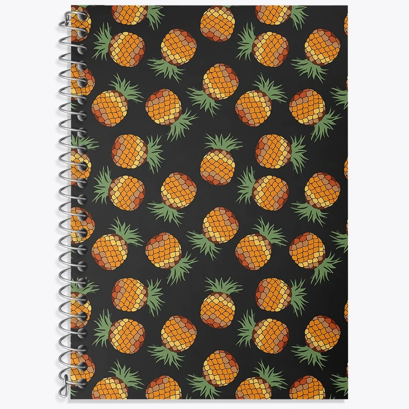 دفتر زبان 50 برگ خندالو مدل دو خط طرح پترن آناناس کد N1241