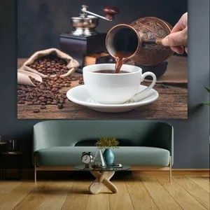 پوستر پارچه ای طرح مخمل قهوه ترک مدل فنجان قهوه کد BK22922