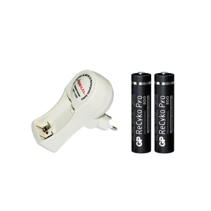 شارژر باتری دیجیتال سی.اف.ال مدل DET-105P به همراه بسته 2 عددی باتری نیم قلمی شارژی GP 800mAh