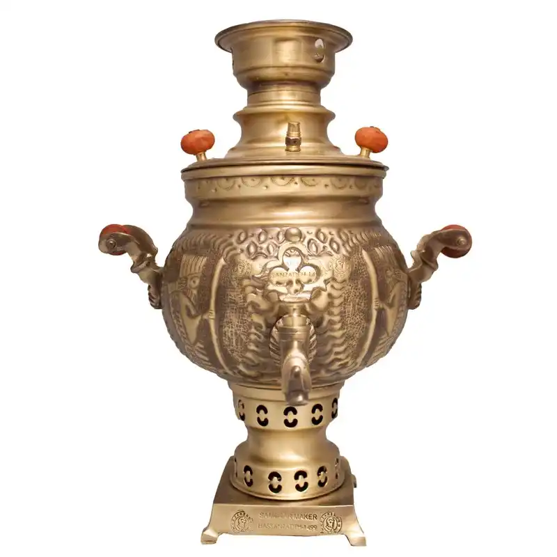 سرویس سماور ذغالی 5 پارچه برنجی مدل Z109