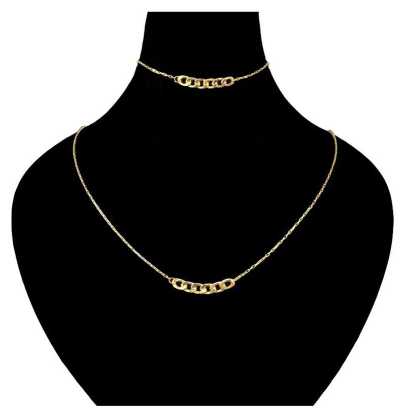 نیم ست طلا 18 عیار زنانه مدل زنجیری