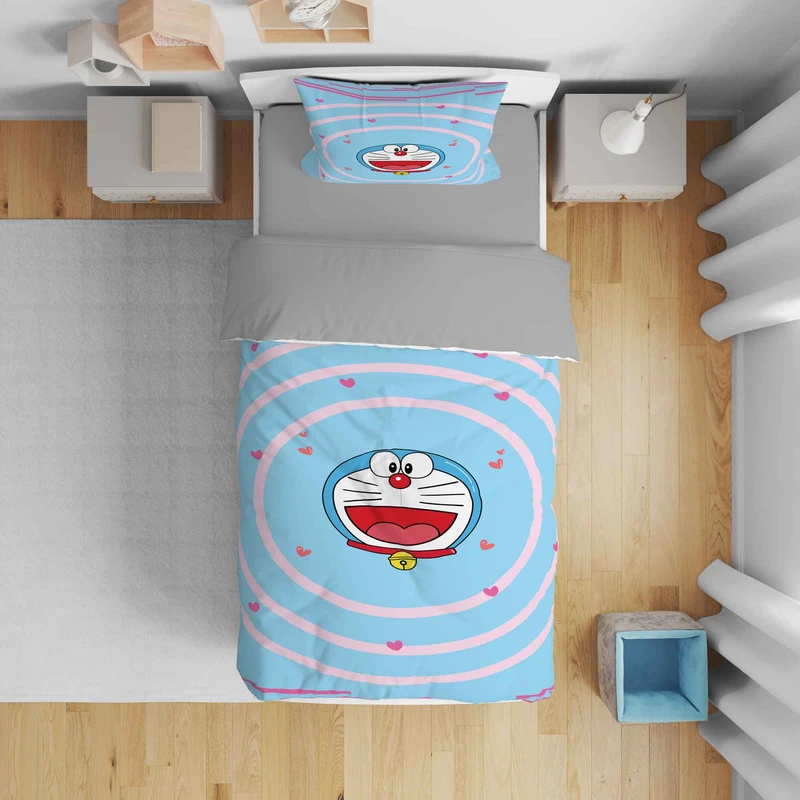 سرویس روتختی مدل گربه ی کارتونی 5577 تک نفره 5 تکه