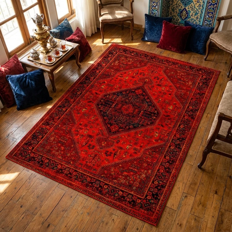 فرش ماشینی تراکم 1200 مدل هرمس 6046 لاکی