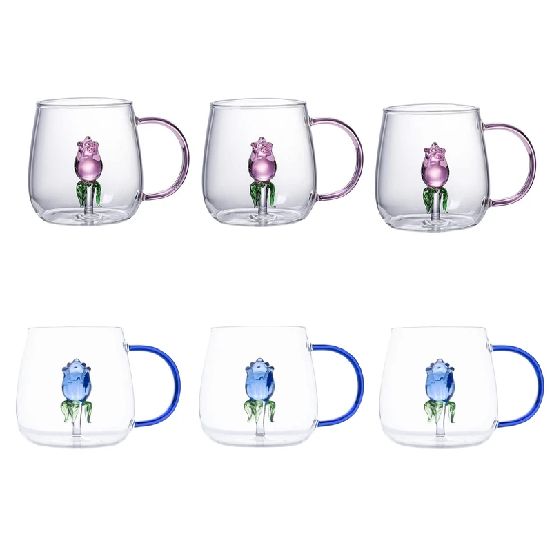 لیوان مدل داخل گلدار بروسیلیکات کد 1369n 2666 بسته شش عددی 