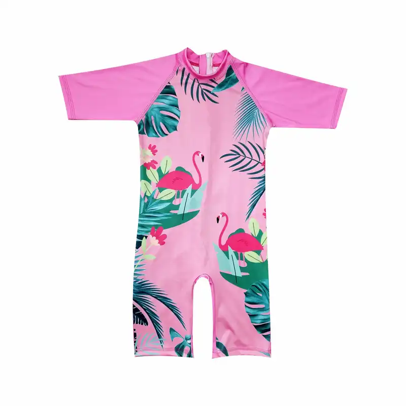 مایو دخترانه مدل پوشیده فلامینگو