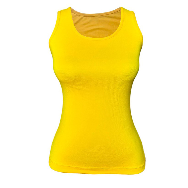 تاپ زنانه دوک مدل رکابی رنگ زرد