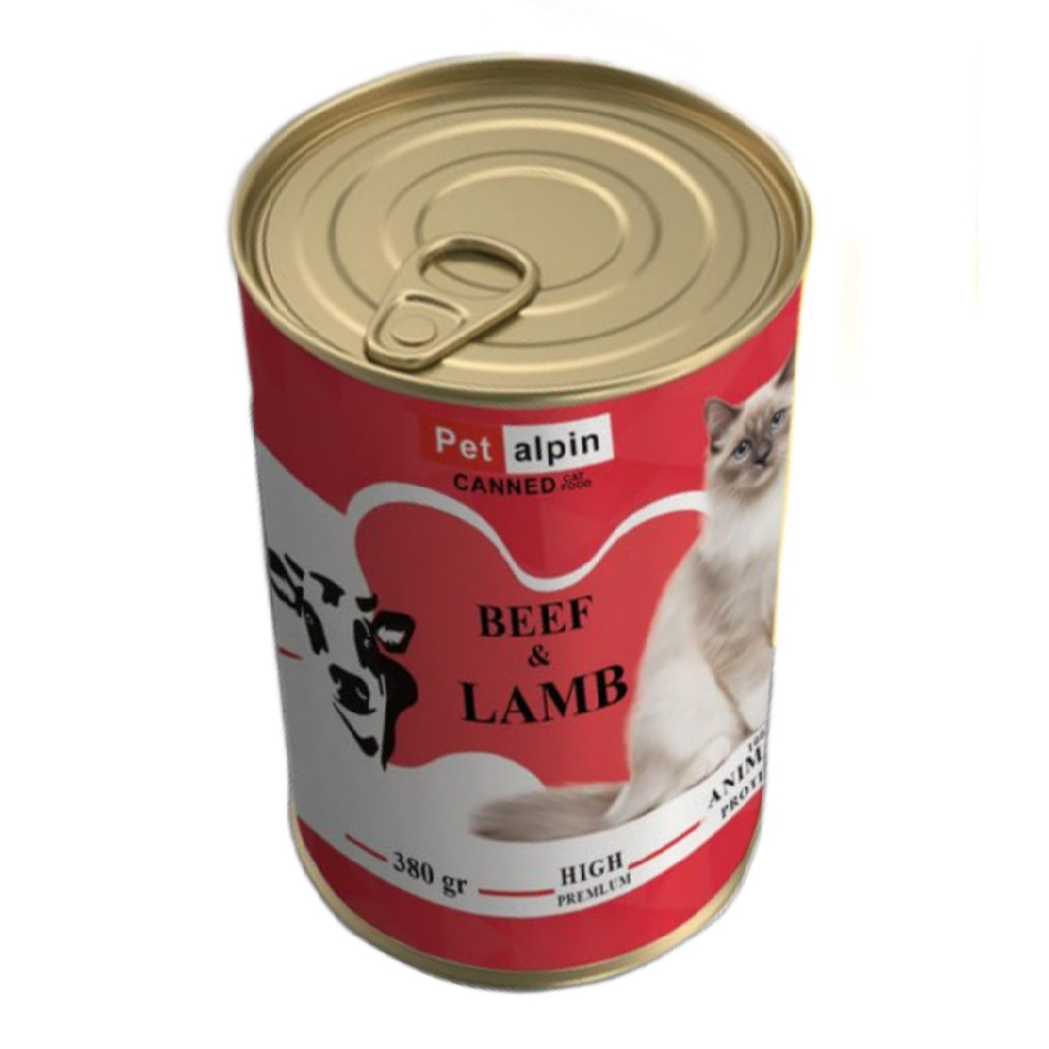 کنسرو گربه پت آلپین مدل مرغ و گوشت وزن 380 گرم