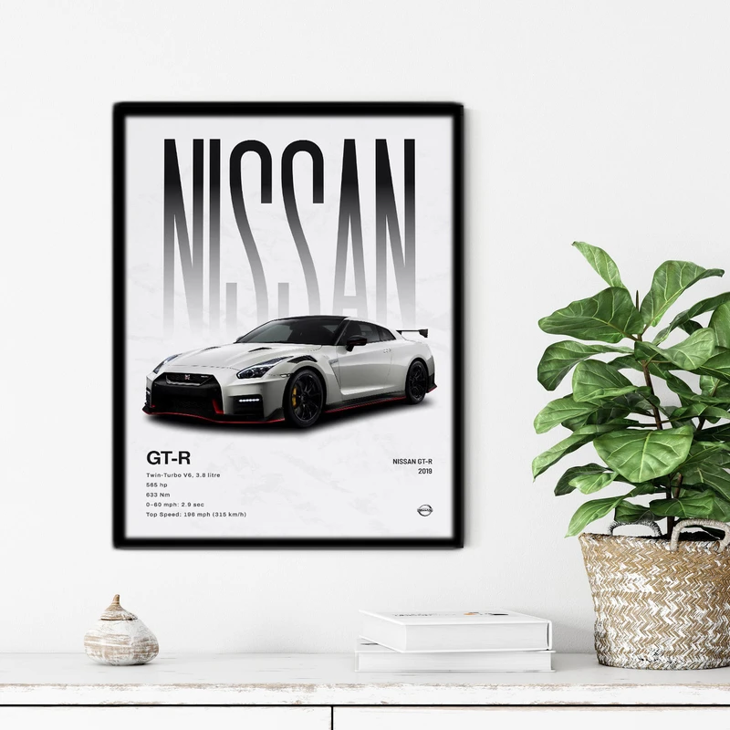 تابلو آتریسا طرح ماشین NISSAN مدل ATC148 فریم مشکی