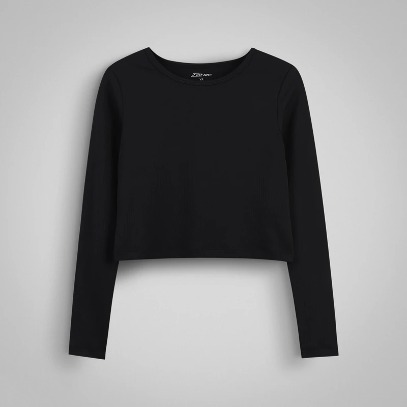 کراپ تی‌شرت آستین بلند زنانه بوسینی مدل 223204101070