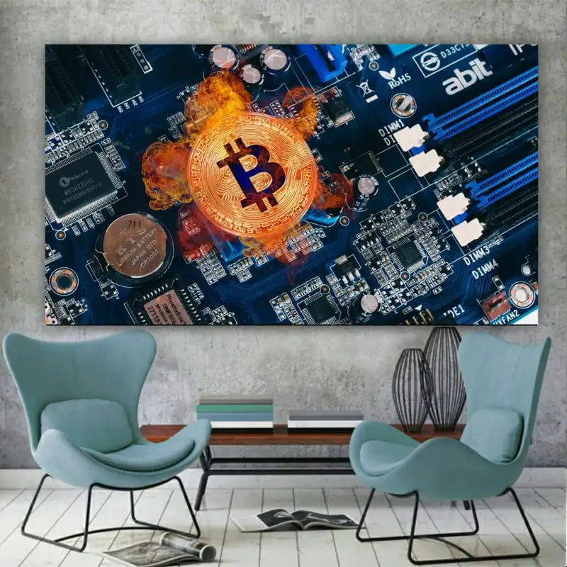 پوستر پارچه ای طرح ارز دیجیتال مدل بیت کوین کد SDP9070