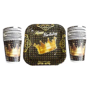پیش دستی و لیوان یکبار مصرف مستر تم طرح تاج مجموعه 40 عددی