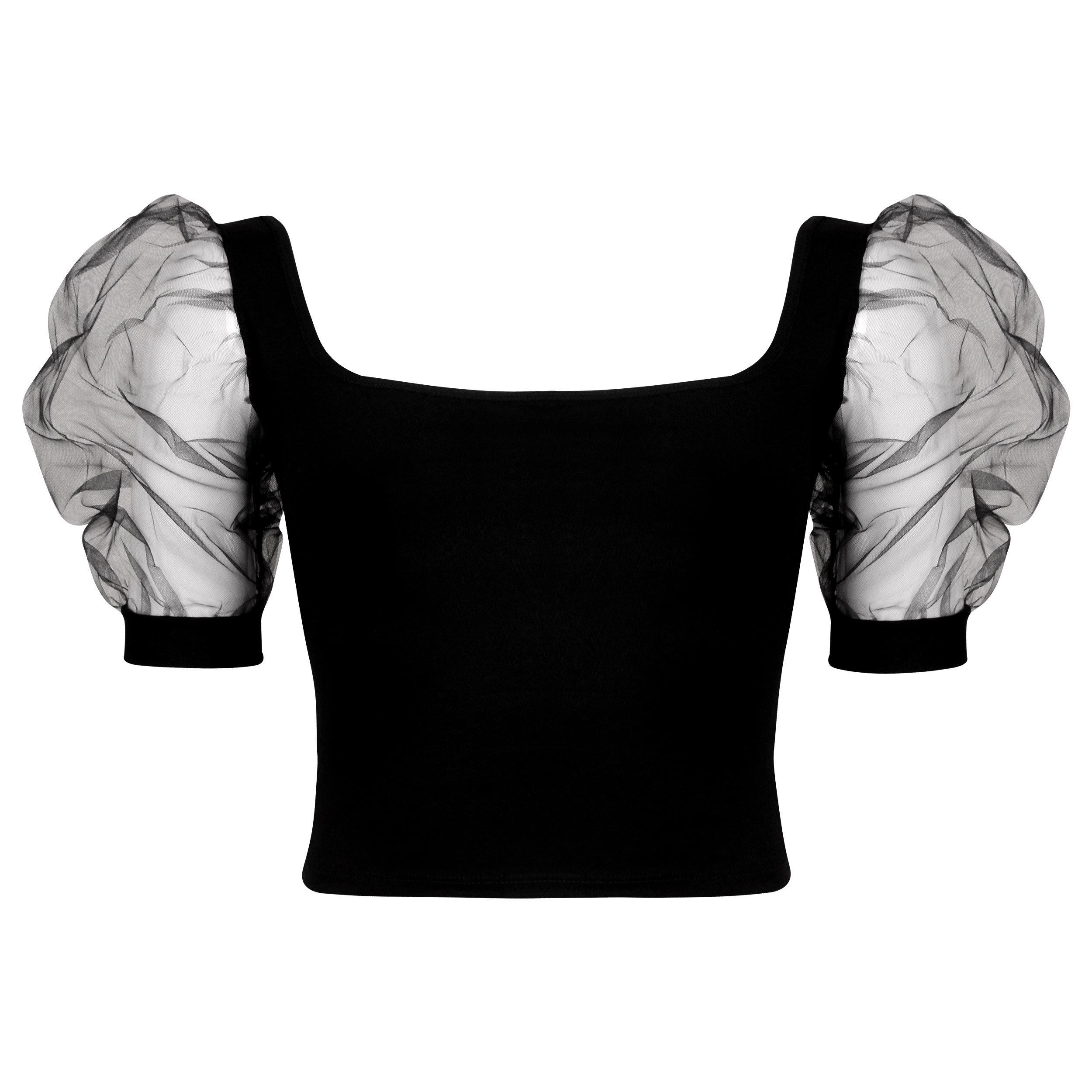 بلوز آستین کوتاه زنانه ماییلدا مدل آستین توری کد 4418-434 رنگ مشکی