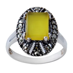 انگشتر نقره زنانه بازرگانی میلادی مدل عقیق نگین مارکازیت رکاب کد DP_304