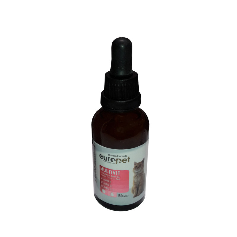 شربت مولتی ویتامین گربه و بچه گربه یوروپت مدل MULTIVIT حجم 50 میلی لیتر
