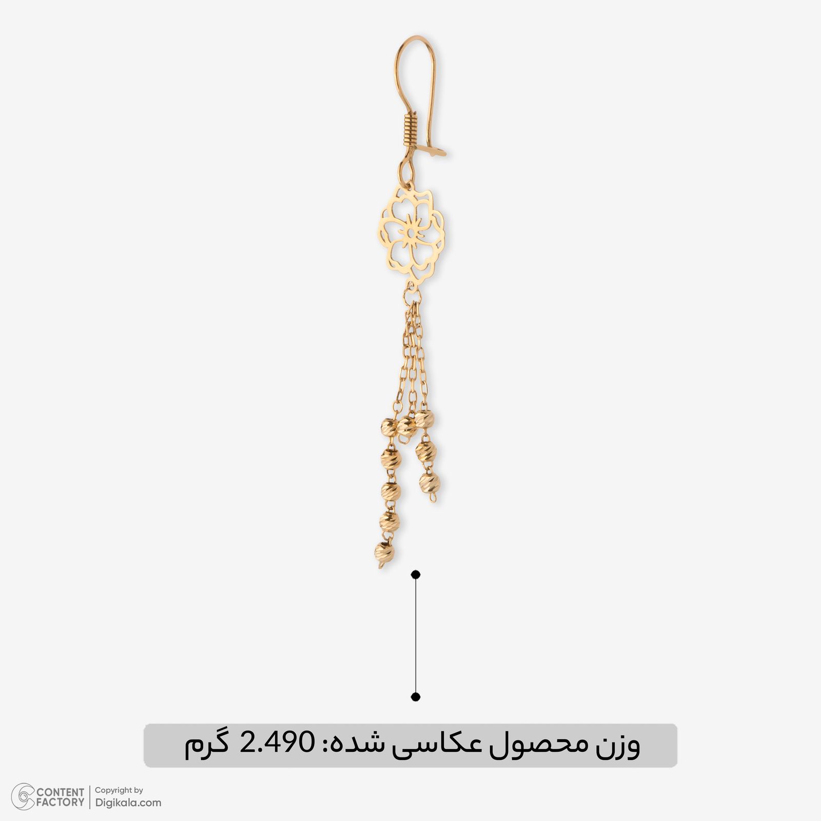 گوشواره عصایی طلا 18 عیار زنانه نگین مدل 119 -  - 2