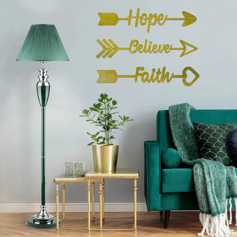 استیکر آرتافرین مدل  دیوارکوب چوبی Believe Faith Hope مجموعه سه عددی