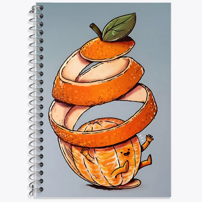 دفتر زبان 50 برگ خندالو مدل دو خط طرح پرتغال بامزه کد N4317