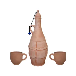 ست 3 تکه کوزه و لیوان سفالی خام کد B B
