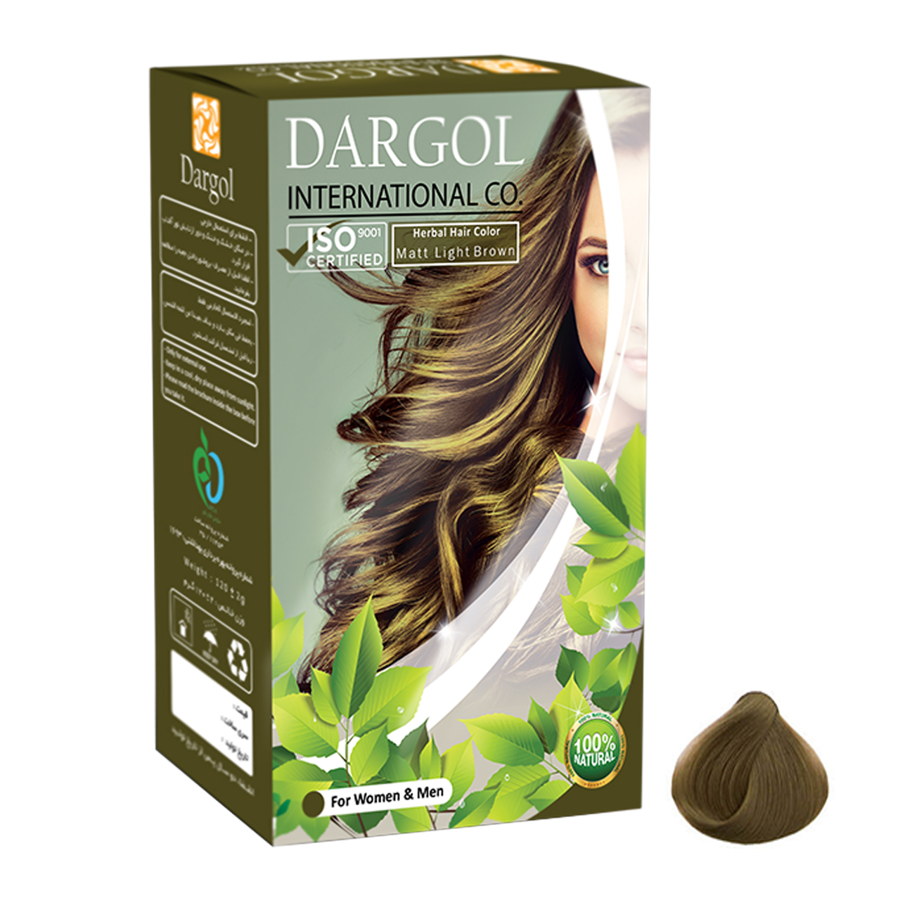 پودر رنگ مو دارگل مدل DB.1002 وزن 120 گرم رنگ زیتونی