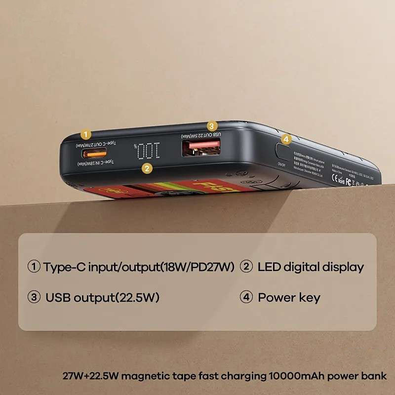 پاوربانک ریمکس مدل Tape Fast Charge 22.5W ظرفیت 10000 میلی آمپر ساعت