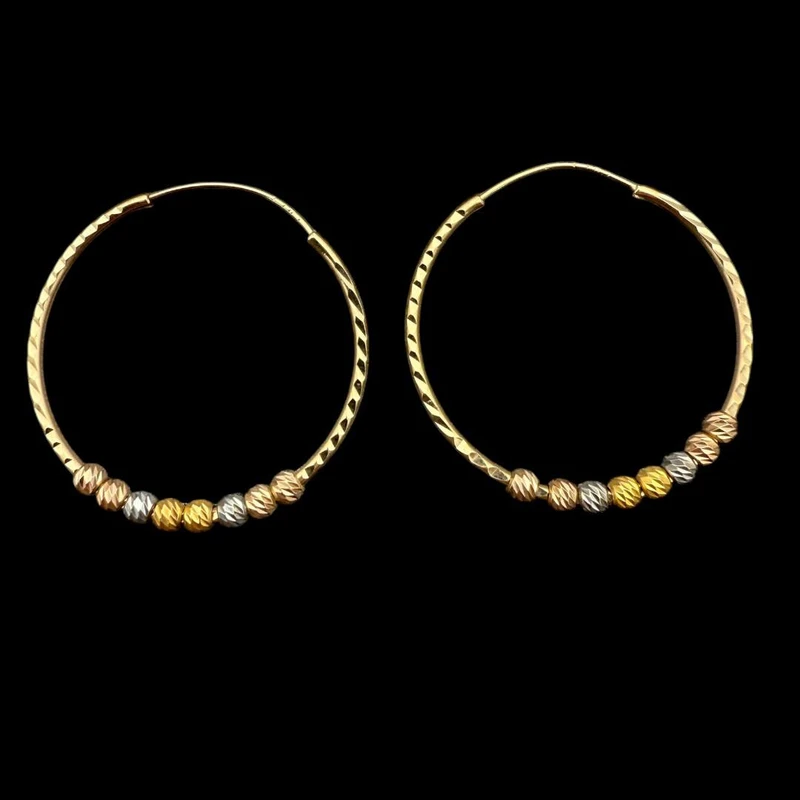 گوشواره حلقه ای طلا 18 عیار زنانه جواهری بصیر مدل تراش البرنادو