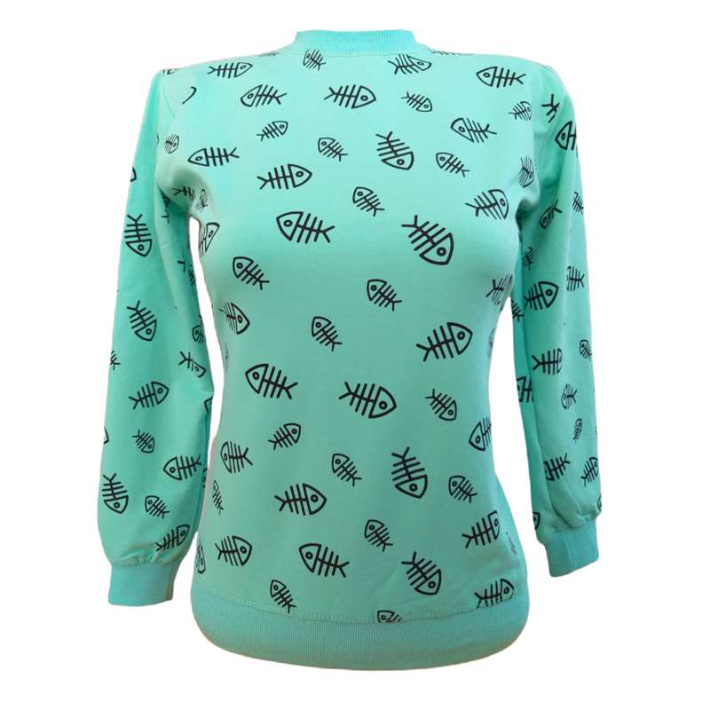 سویشرت زنانه مدل ماهی کد 0085 رنگ آبی