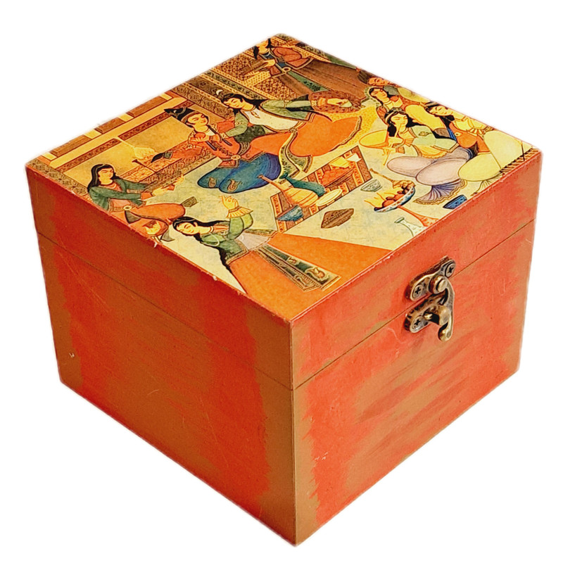 جعبه هدیه چوبی مدل هنری طرح مینیاتور کدWSB101