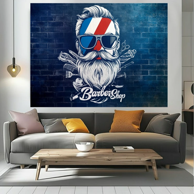 تابلو بوم طرح مخمل آرایشگاه مردانه مدل barbershop  کد FP106326