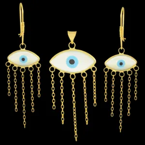 نیم ست طلا 18 عیار زنانه طلای مستجابی مدل چشم کد 67135