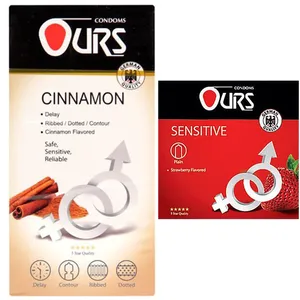 کاندوم اورز مدل Cinnamon بسته 12 عددی به همراه کاندوم اورز مدل Sensitive بسته 3 عددی