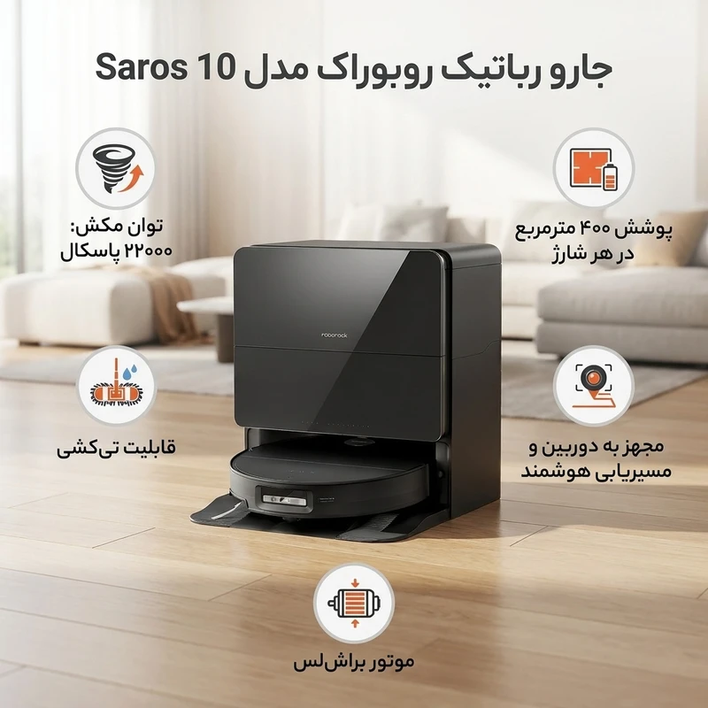 عکس شماره 2 : جارو رباتیک روبوراک مدل saros 10