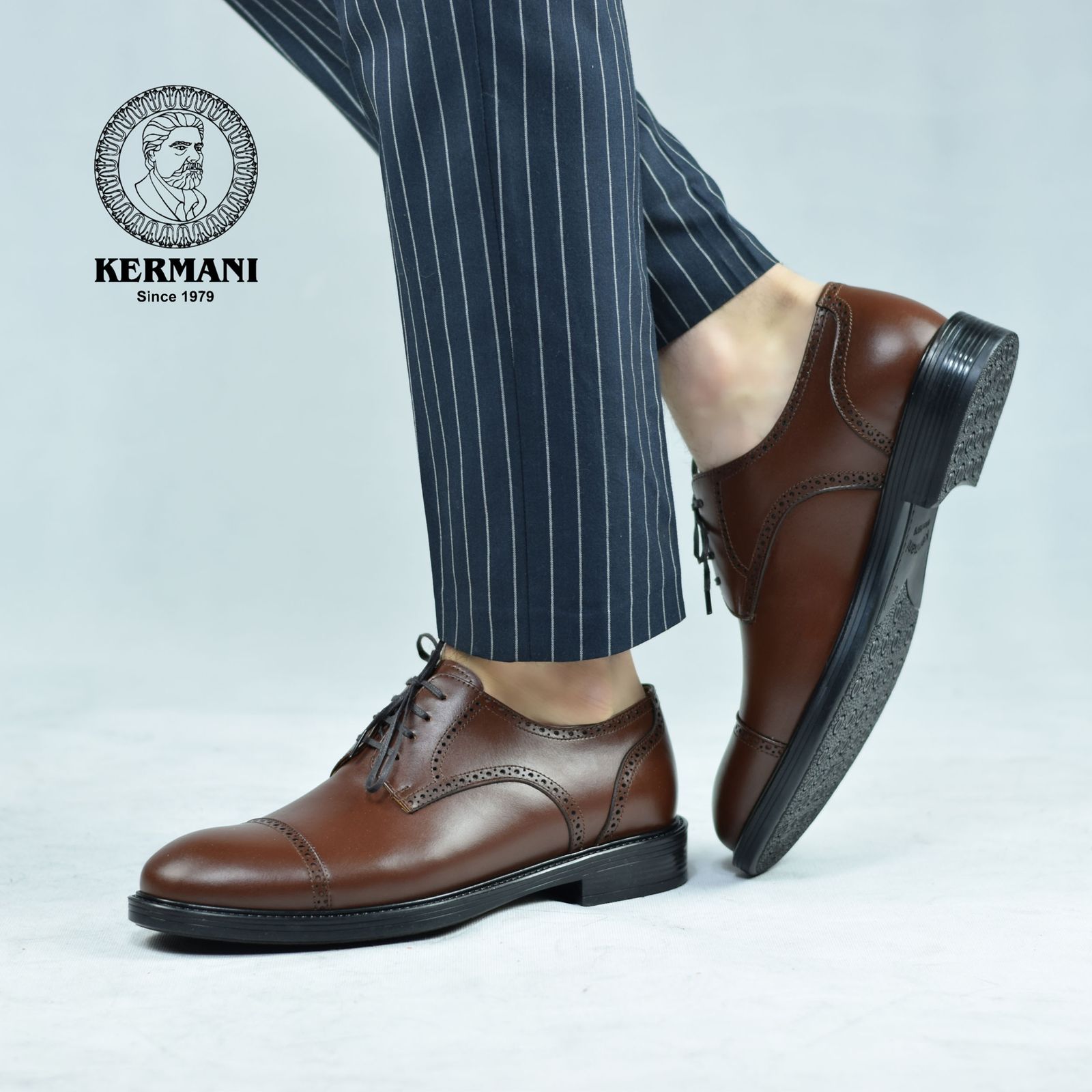 کفش مردانه کرمانی مدل چرم دستدوز طبیعی بِرِت کد 1062 رنگ قهوه ای -  - 3