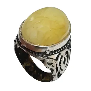 انگشتر نقره مردانه مدل عقیق سلیمانی جزعی لانه زنبوری یمنی 