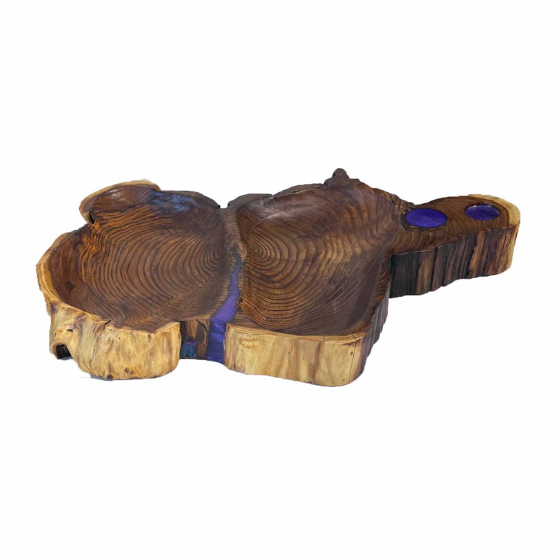 ظرف سرو چوبی گوراب چوب طرح دفرمه مدل روستیک کد C7013