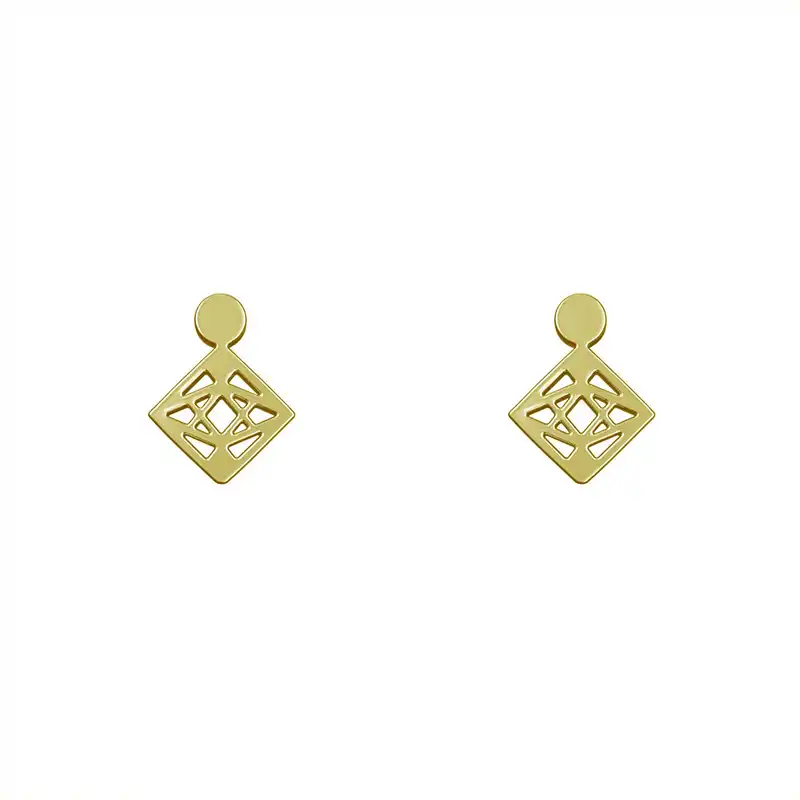 گوشواره طلا 18 عیار زنانه مدوپد مدل هندسی کد GA1-14929