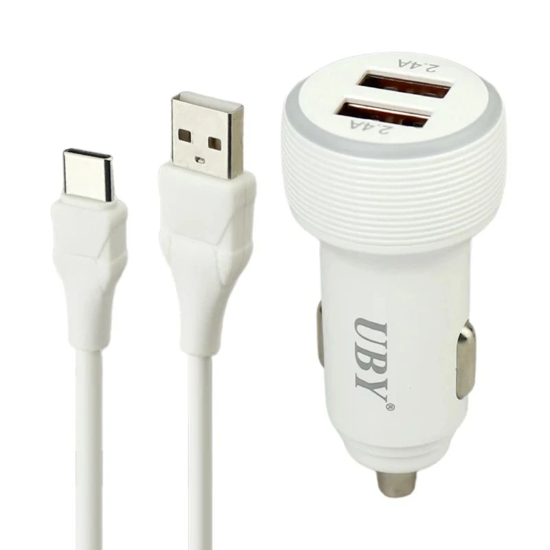 شارژر فندکی 2 پورت مدل U-C12 به همراه کابل USB-C