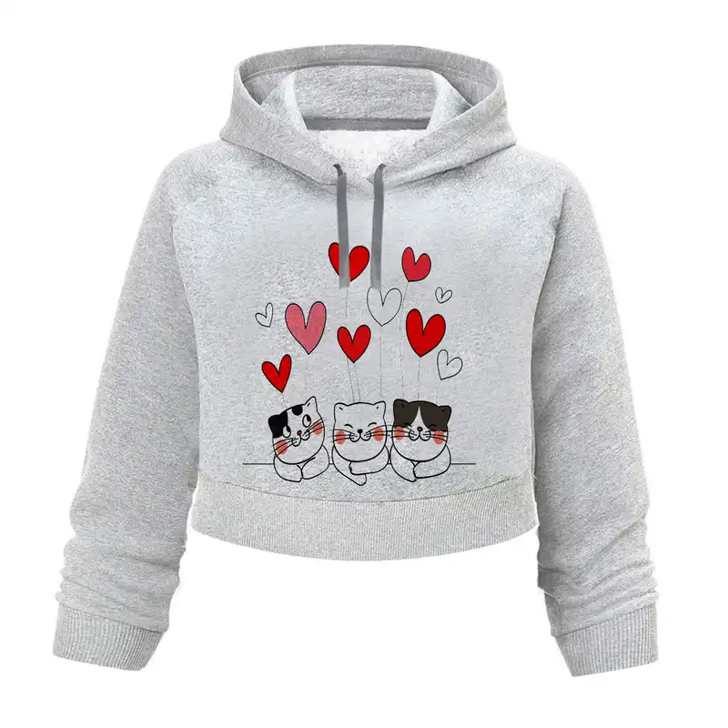 هودی زنانه  کراپ مدل پیشی ها کد K04 T