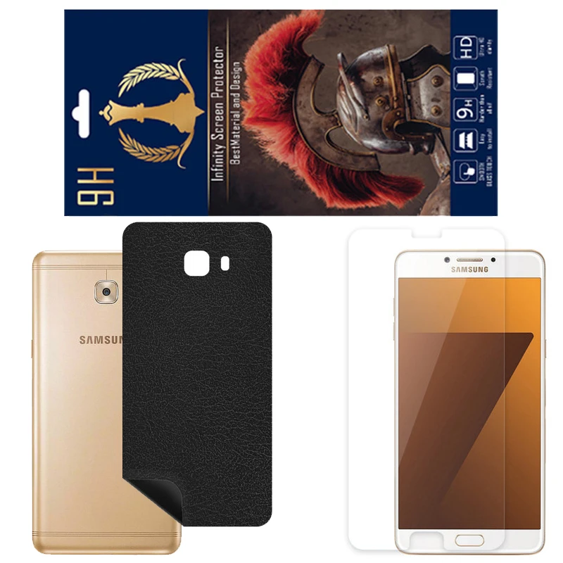 برچسب پوششی اینفینیتی مدل CH مناسب برای گوشی موبایل سامسونگ Galaxy C7 Pro به همراه محافظ صفحه نمایش 