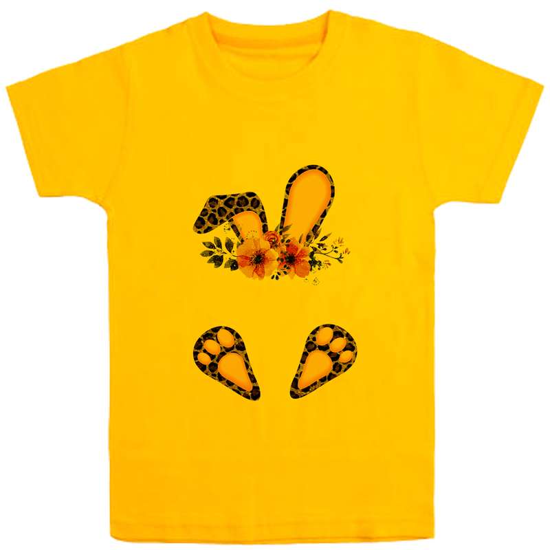 تی شرت آستین کوتاه دخترانه مدل خرگوش D42 رنگ زرد