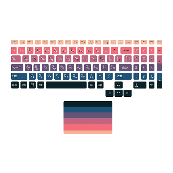 برچسب حروف فارسی کیبورد توییجین و موییجین مدل colors 01 مناسب برای لپ تاپ لنوو Legion به همراه استیکر تاچ پد