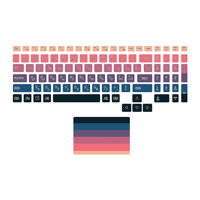 برچسب حروف فارسی کیبورد توییجین و موییجین مدل colors 01 مناسب برای لپ تاپ لنوو Legion به همراه استیکر تاچ پد