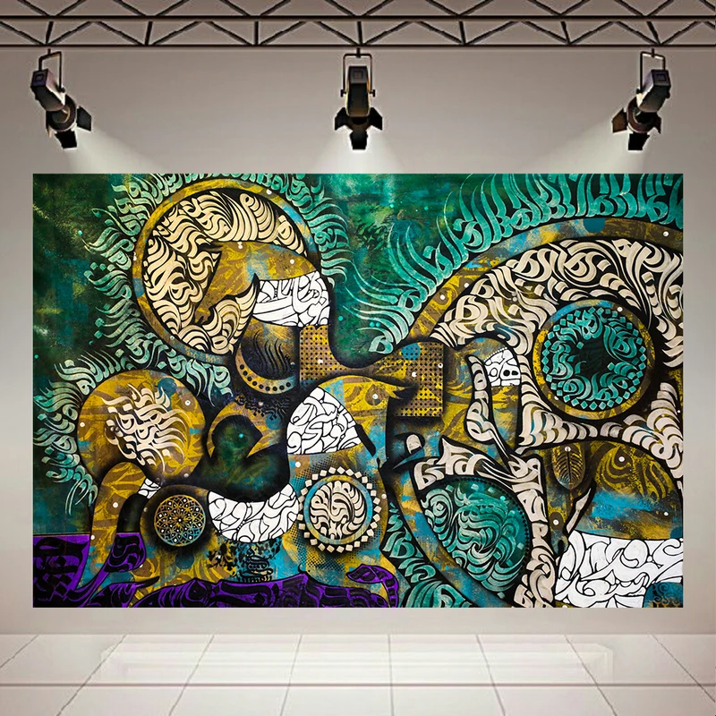 پوستر پارچه ای طرح نقاشی خط مدل اسب و نقش حروف فارسی کد AR31814