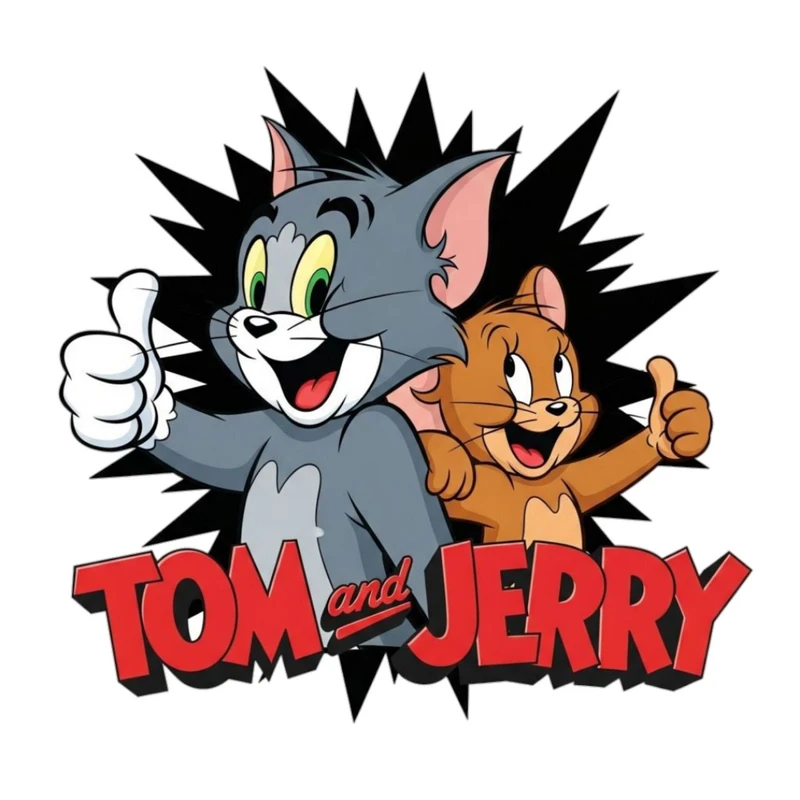 استیکر پارچه و لباس پاد آفرین مدل کارتونی تام و جری موش و گربه بامزه جذاب کد 1661